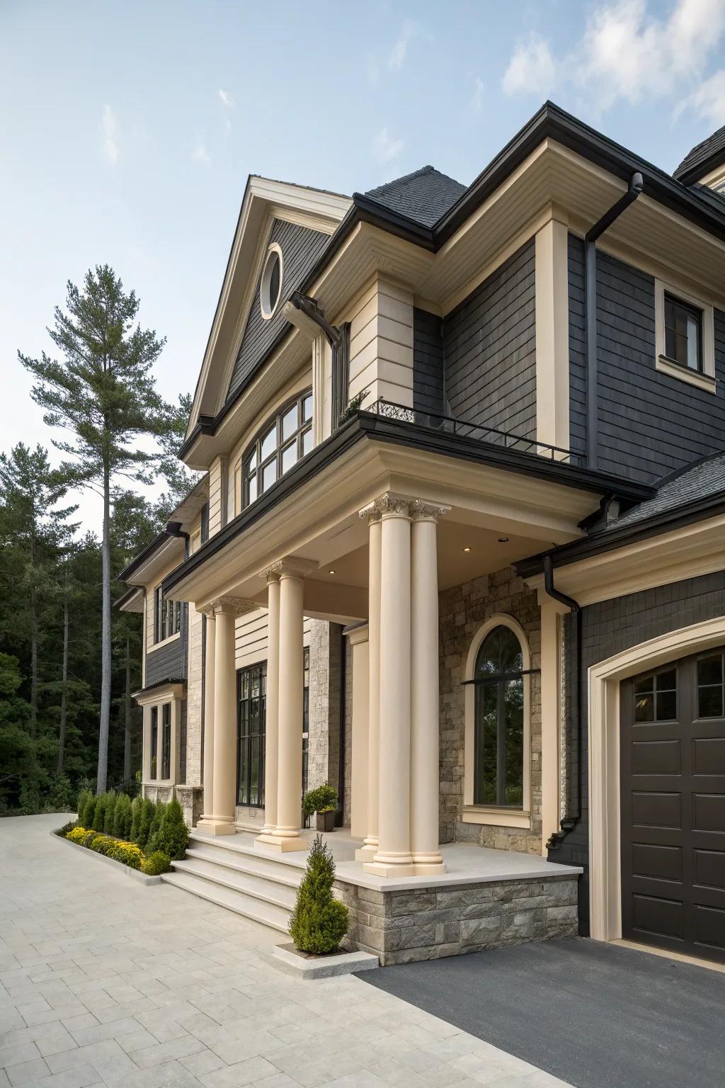 Coal and beige offer a chic, sophisticated aesthetic.