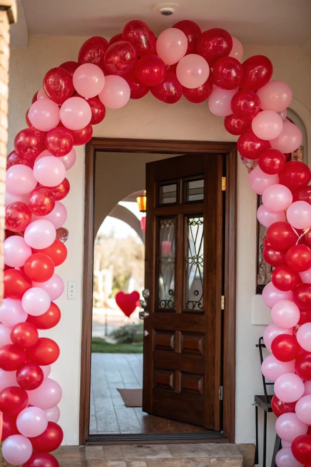A festive balloon archway imparts your facade with a spirited and cheerful essence.