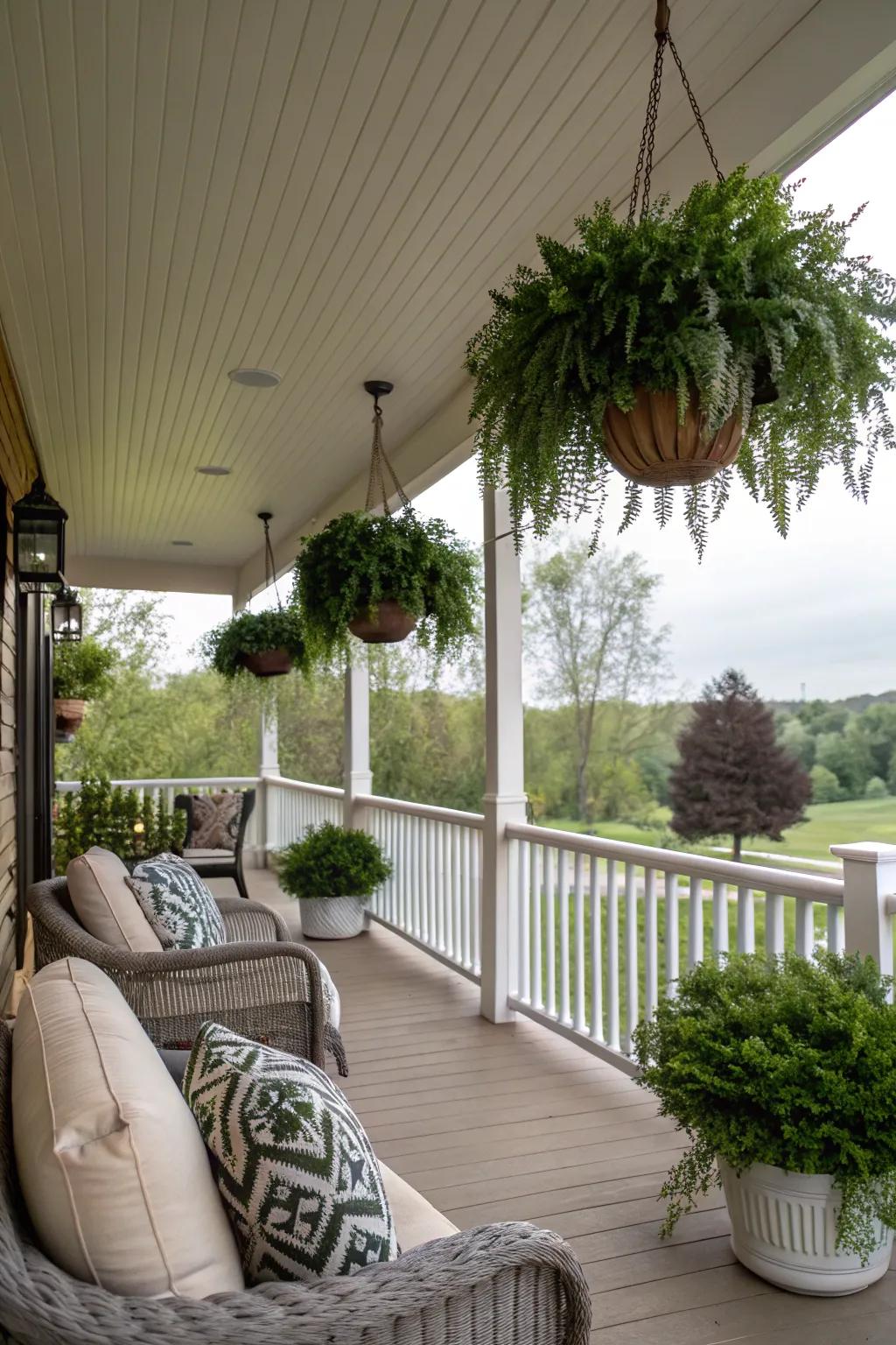 Plant attachments on vinyl ceilings fashion a verdant, inviting area.
