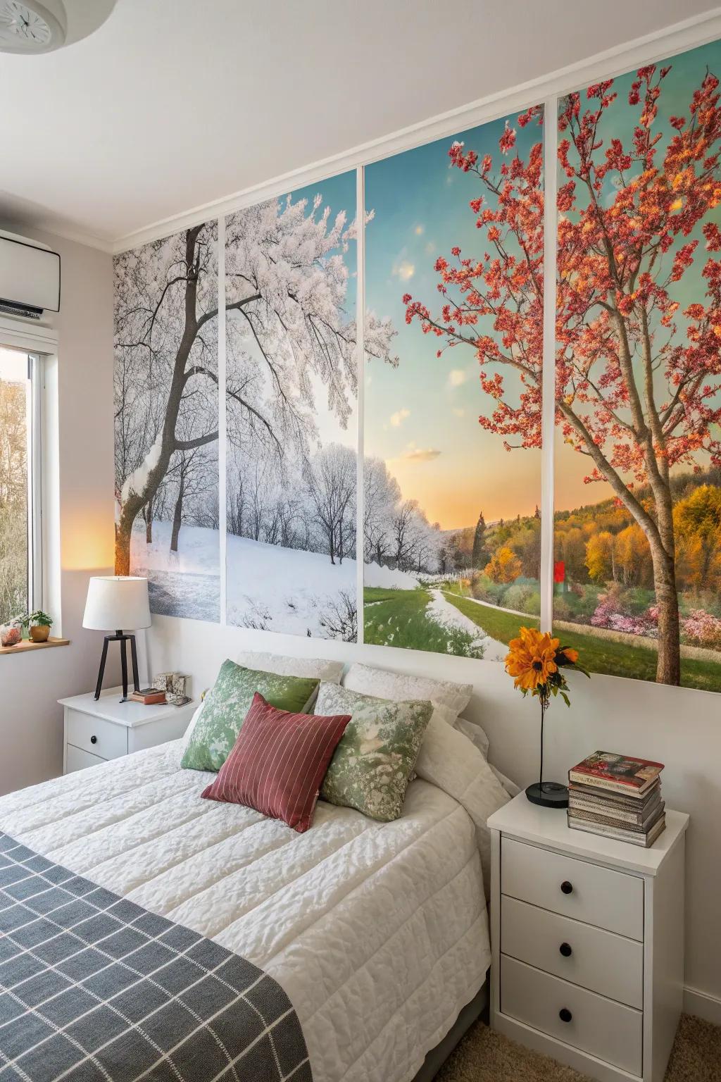 Periodic art exchanges revive the ambiance of your bedroom.