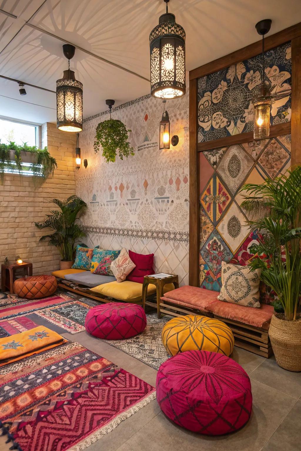 Eclectic patterns craft comfortable feelings.