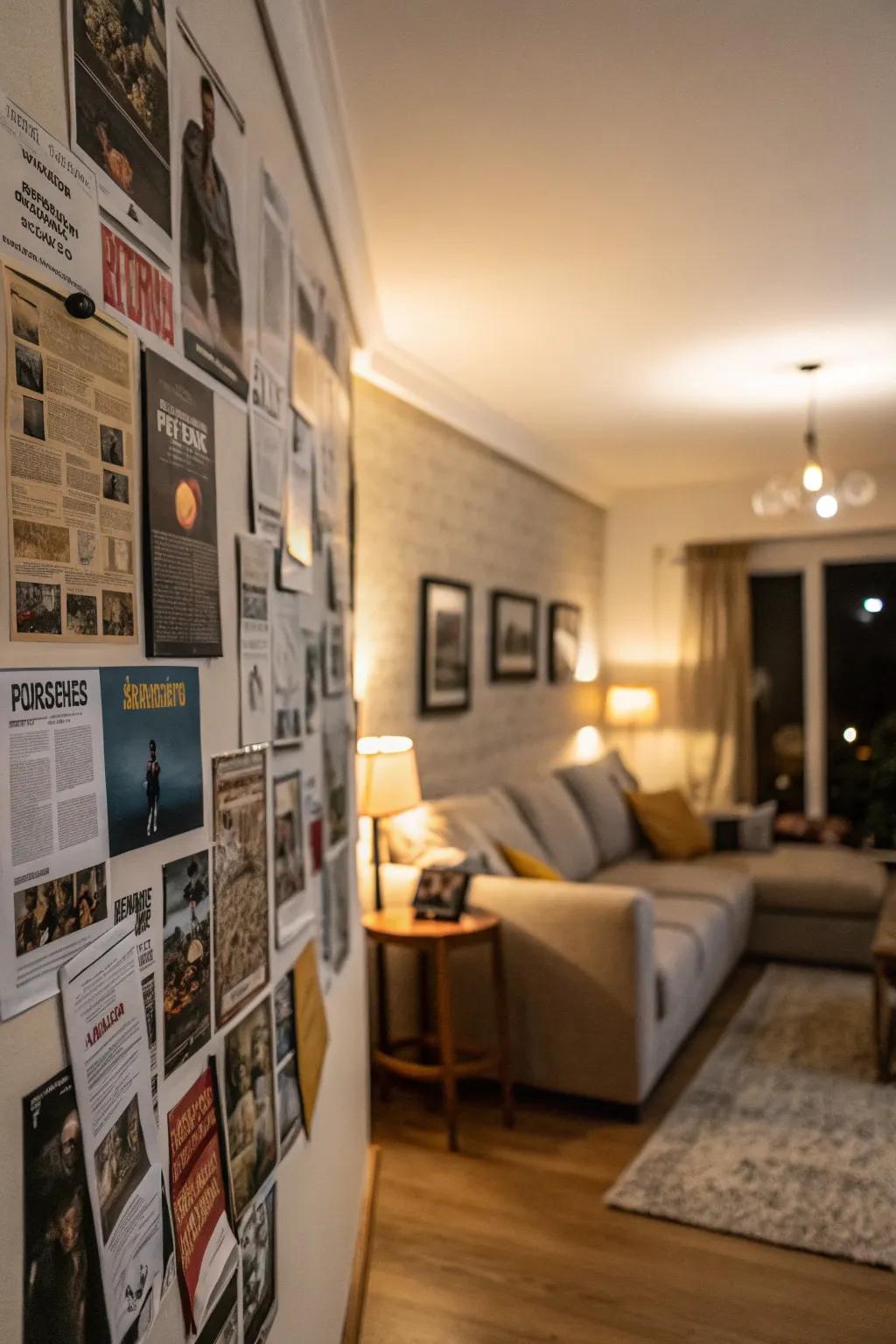 Layered posters adding visual profundity.