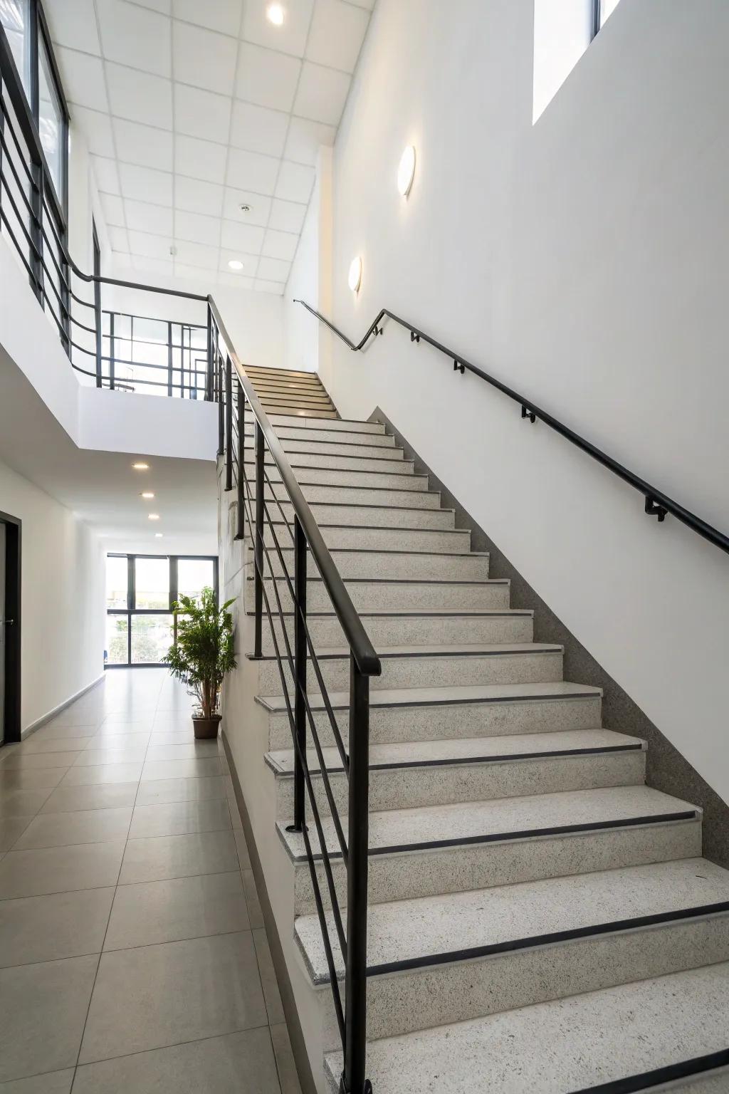 Sparse sophistication accentuates the inherent allure of this stairwell.