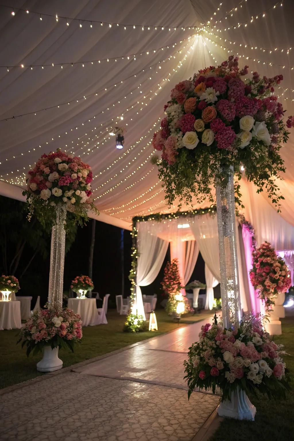 Upward illumination contributes warmth and accentuates exquisite subtleties.