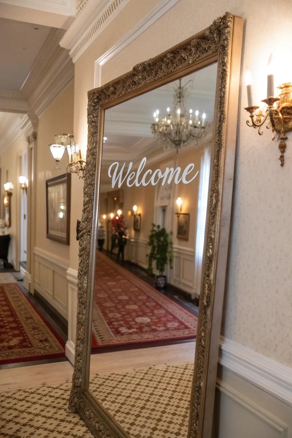 Reflect elegance with a hand-lettered mirror greeting.