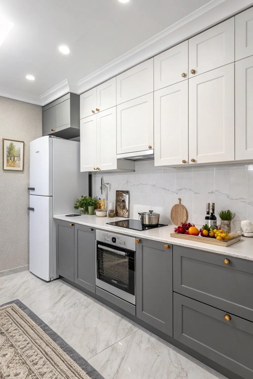 Minimalistic decor enhances the kitchen's elegance.