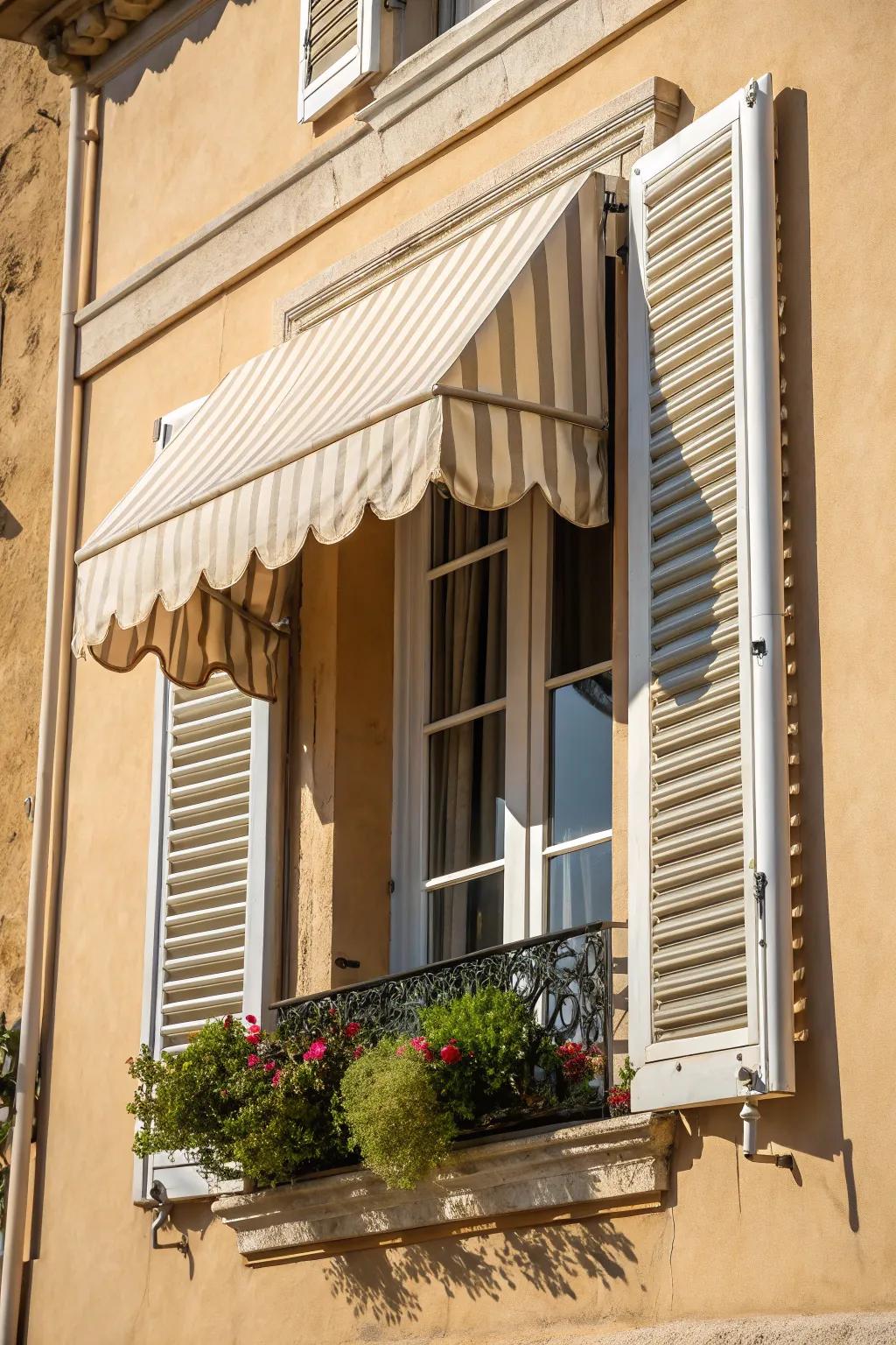 A window canopy proffers shade and augments your home’s exterior appeal.