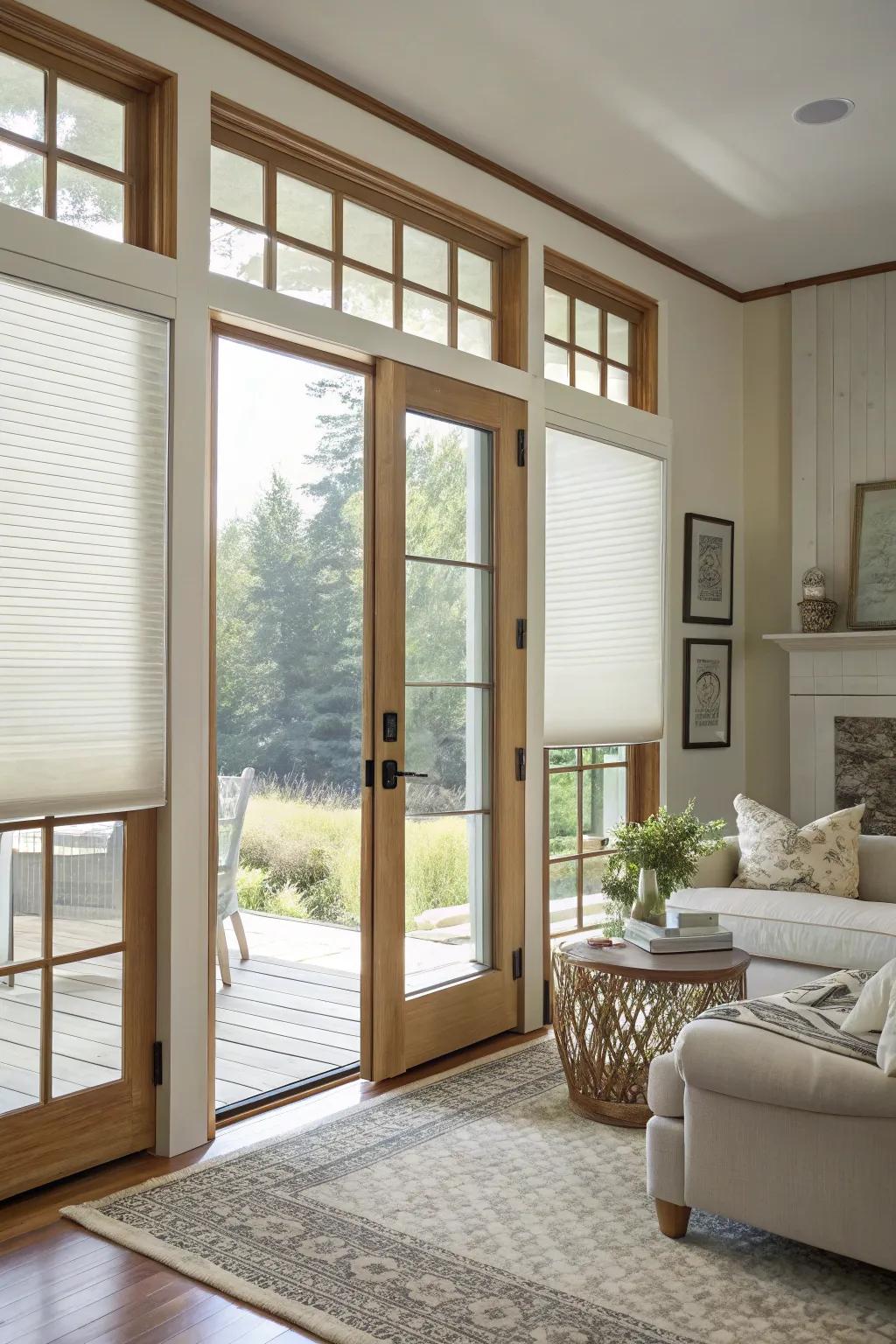 Honeycomb shades deliver energy conservation and style.