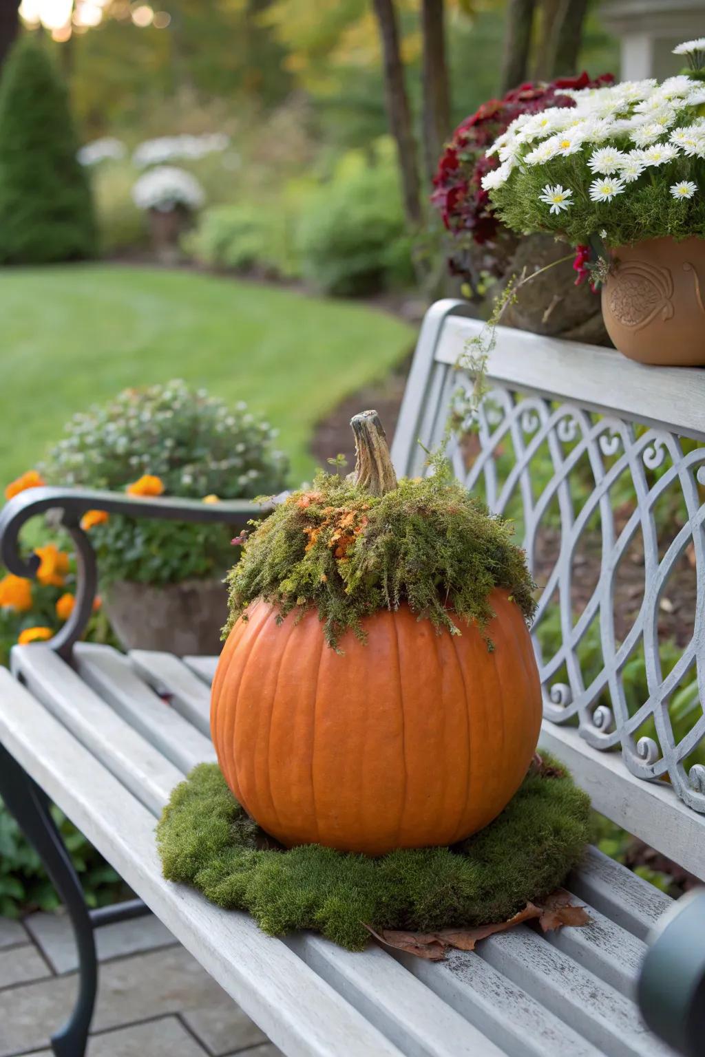 Gourd exhibiting peculiar bryophytic enchantress tresses.
