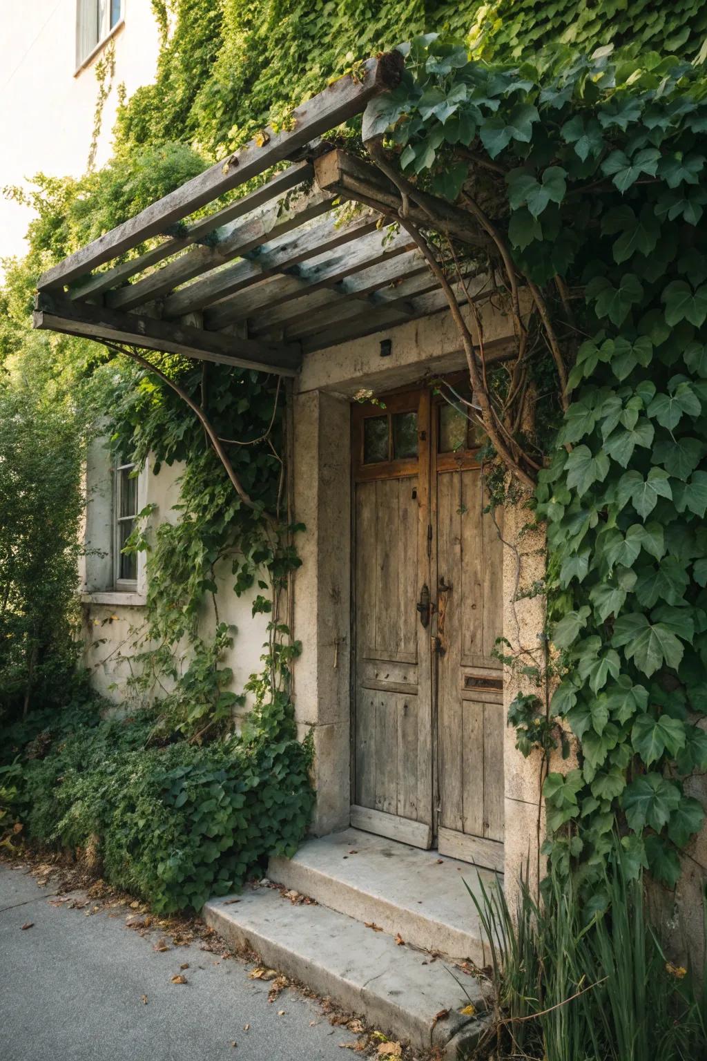 Vines fashion a natural, tranquil entrance.