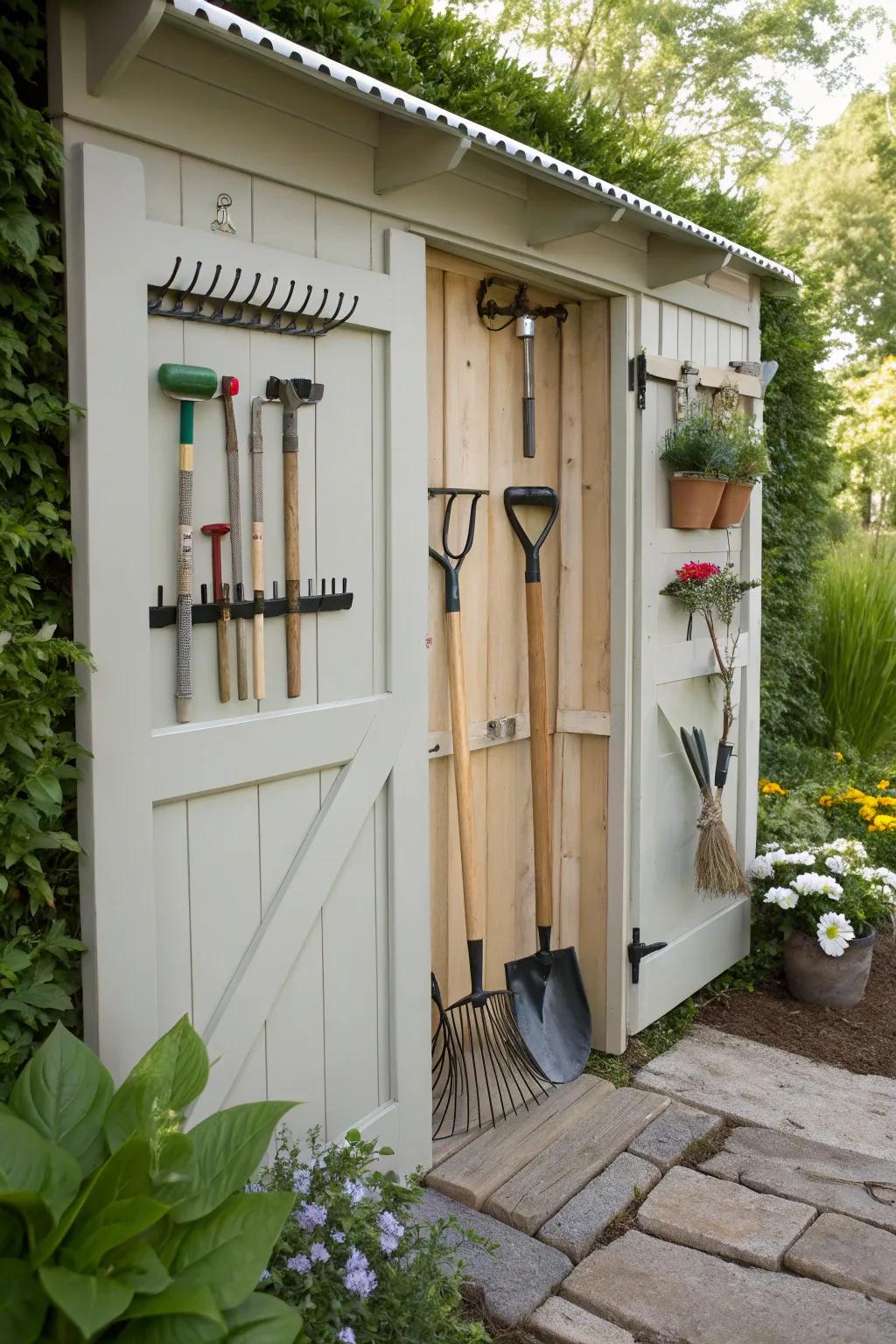 Maximize door space with functional storage racks.