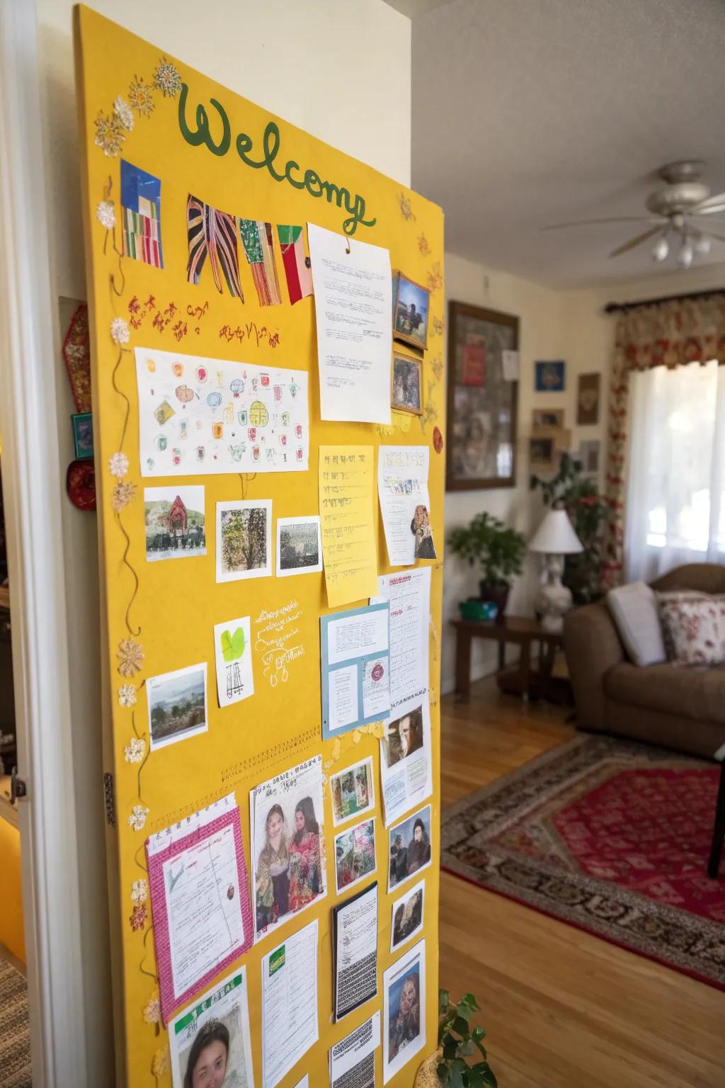 Greetings in multiple languages offer a global touch, celebrating diversity on your pinboard.