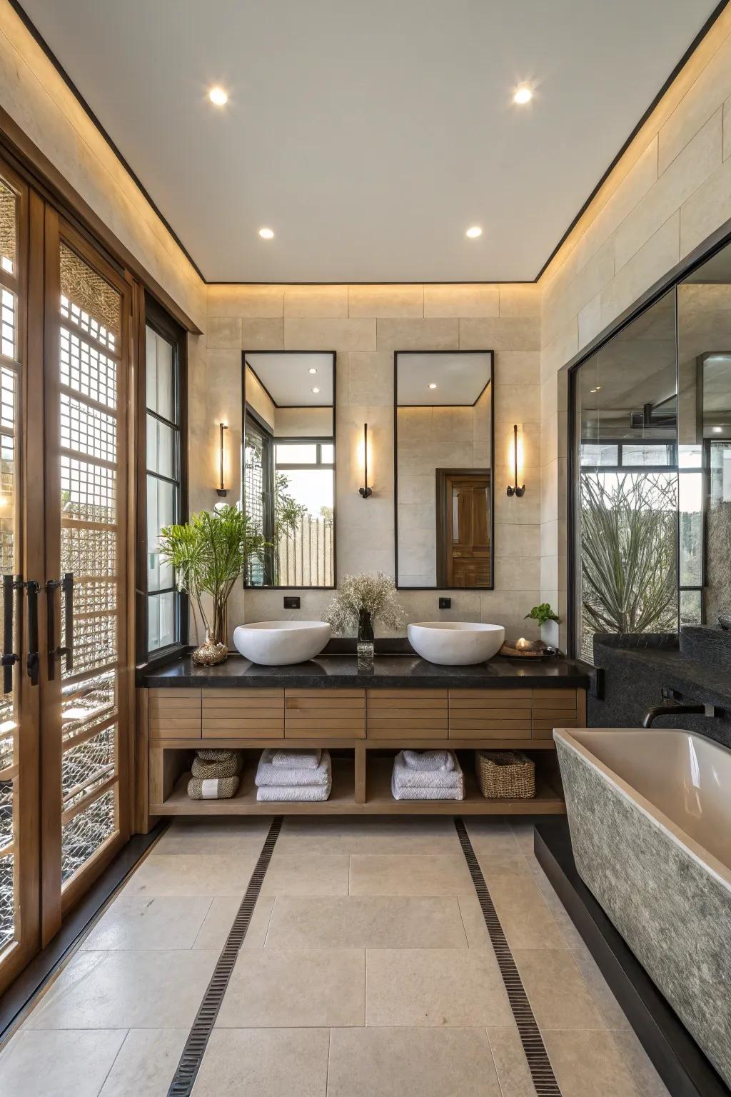 Equilibrium brings a sense of poise to a zen bathroom.
