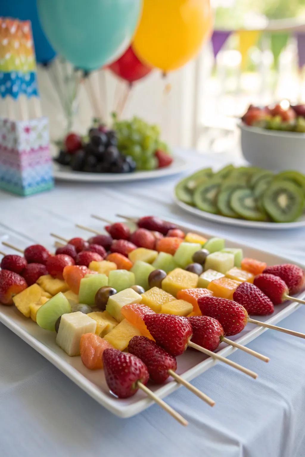 Produce sticks give a nutritious and vibrant snack for party guests.