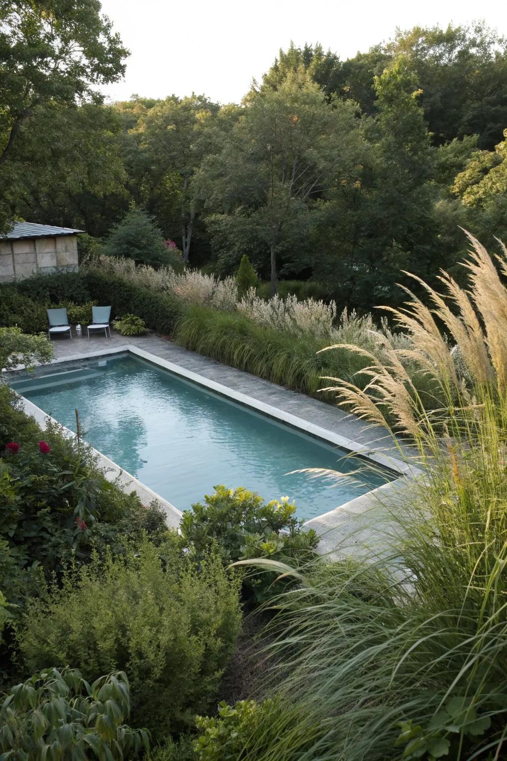 Greenery helps integrate your pool seamlessly into the setting.