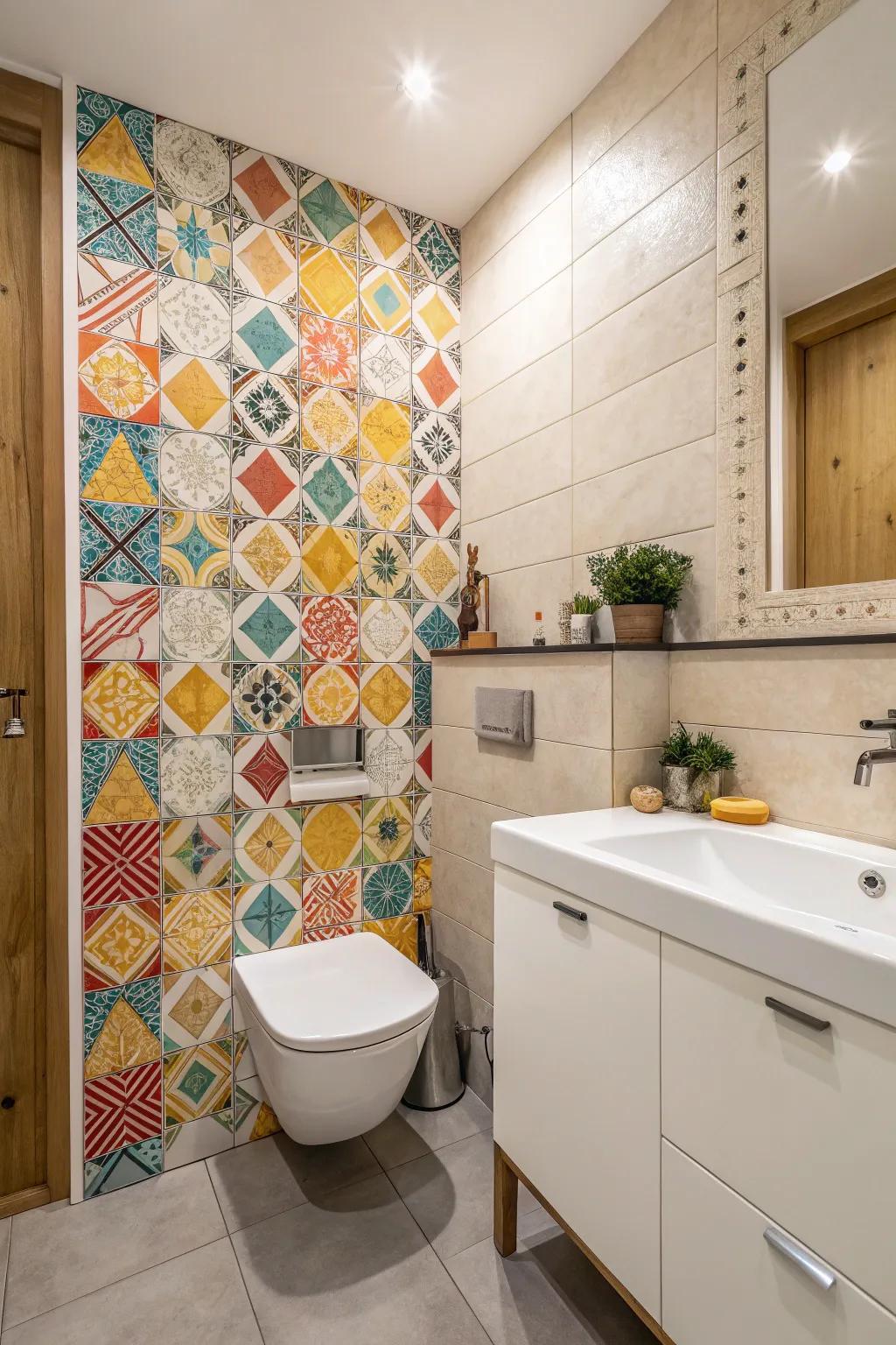 Your bathroom can be transformed into a work of visual beauty with a highlighted wall.
