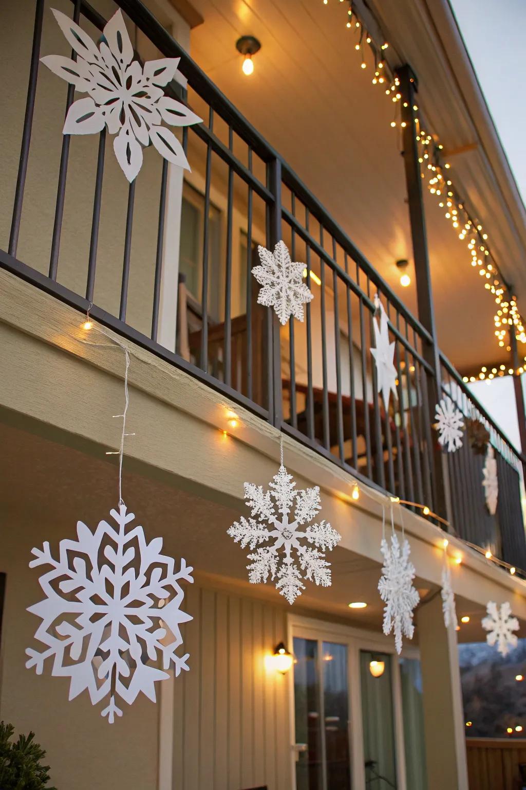 DIY snowflakes furnish a personal and festive flourish.