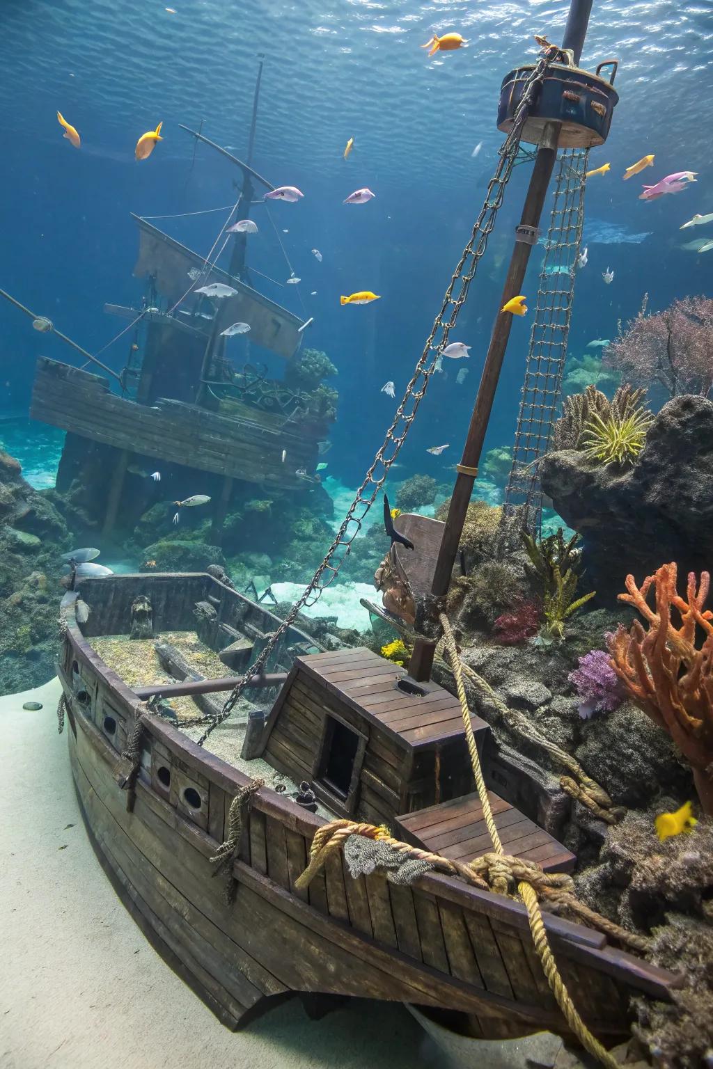 A pirate shipwreck theme adds mystery and adventure.