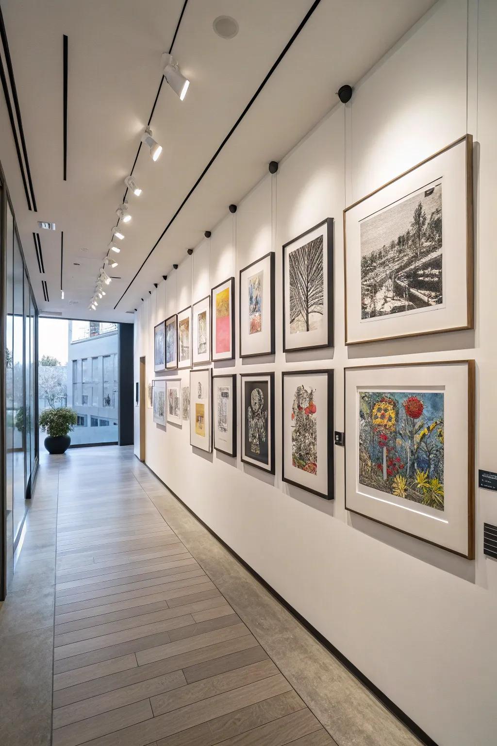 Art prints elegantly displayed in float frames.