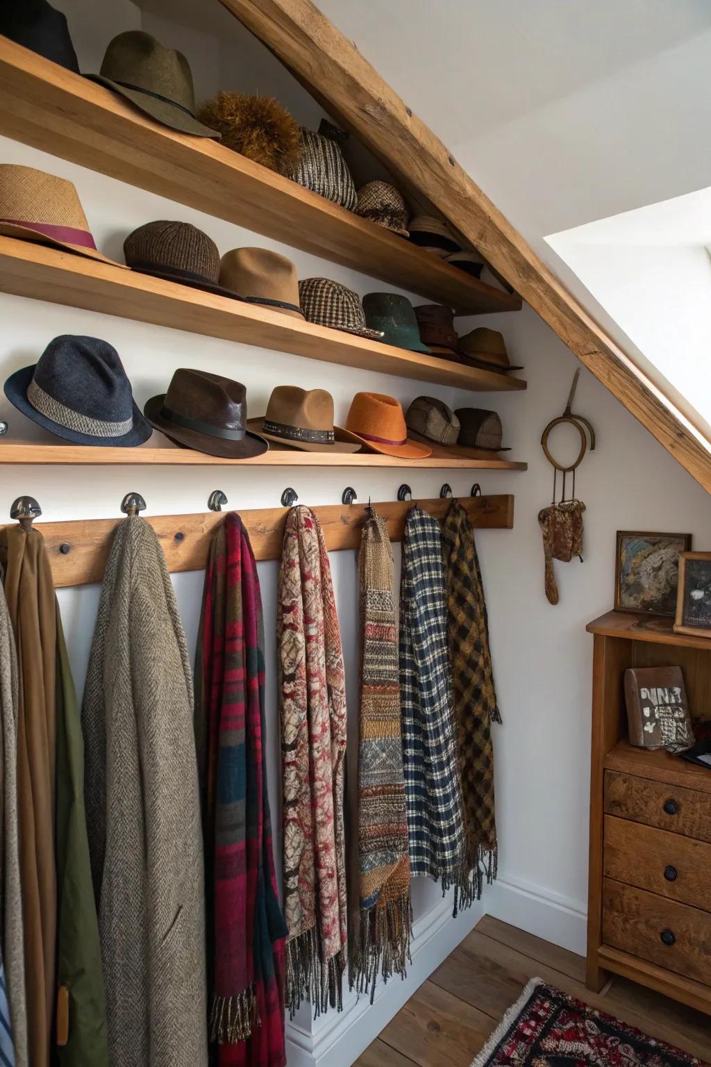 Attached hooks offer easy access to accessories.