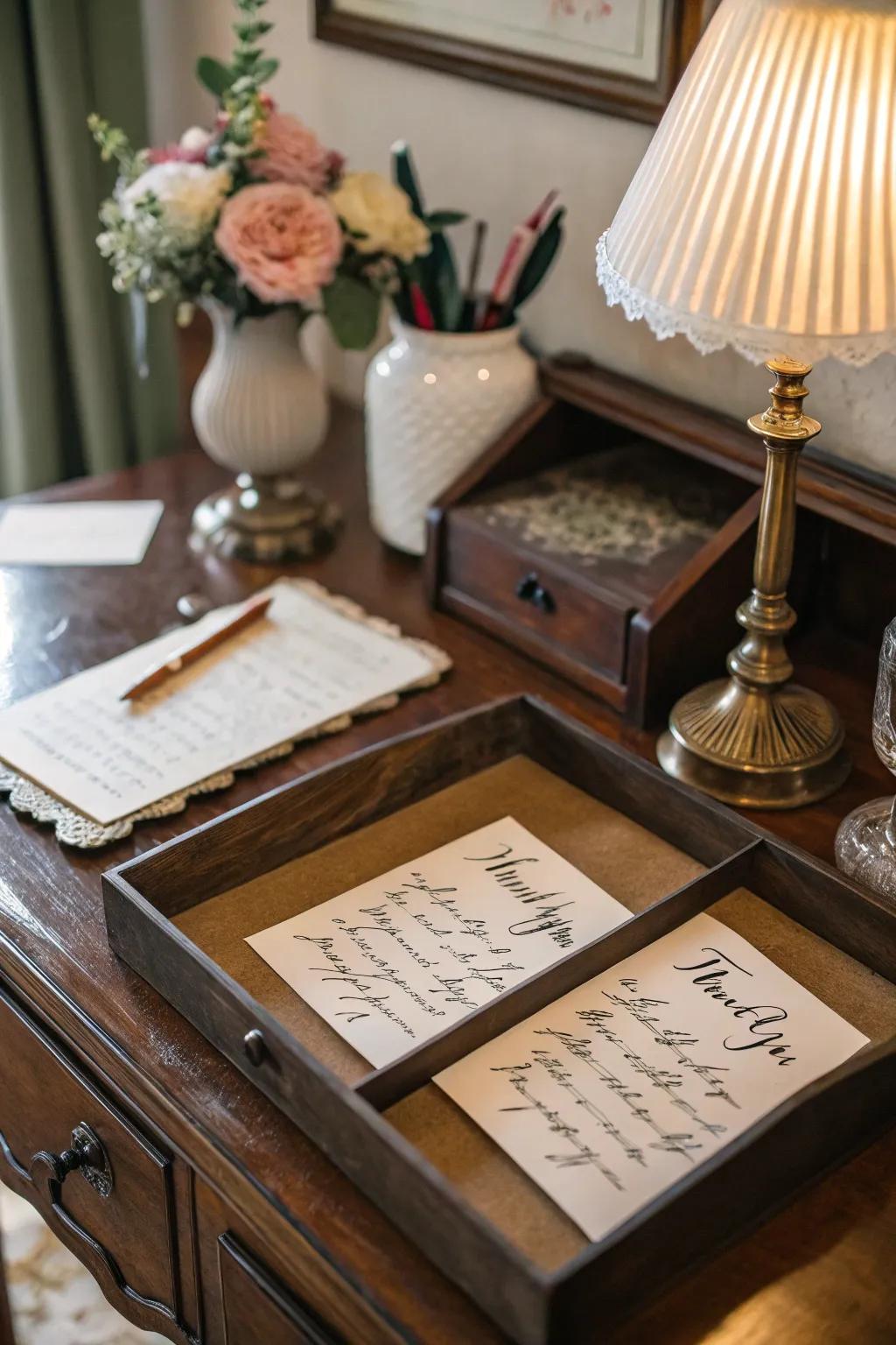 Heartfelt hand-inscribed notes fashion a personal nuance.