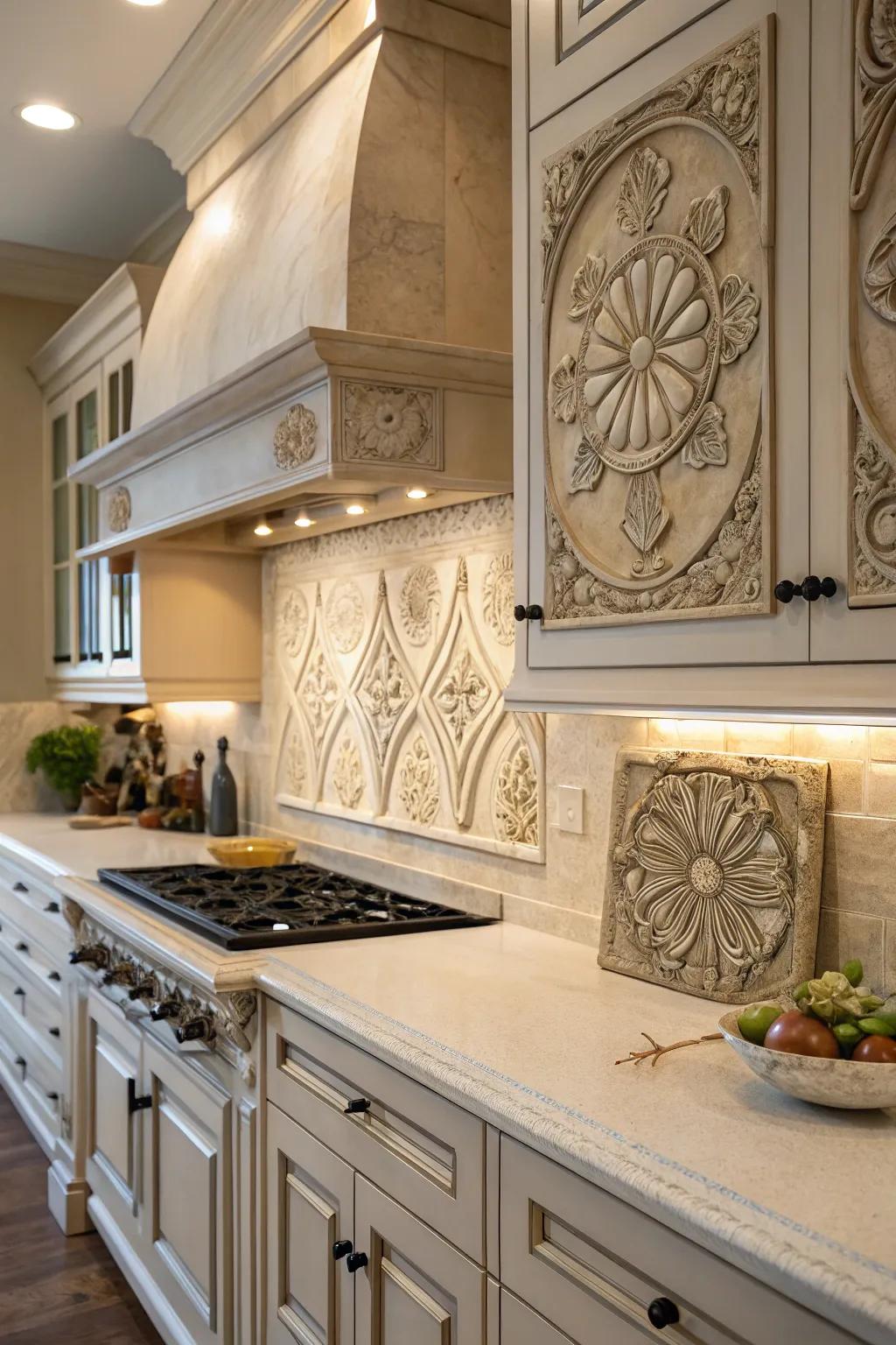 Artistic depth via artistic ceramic borders.