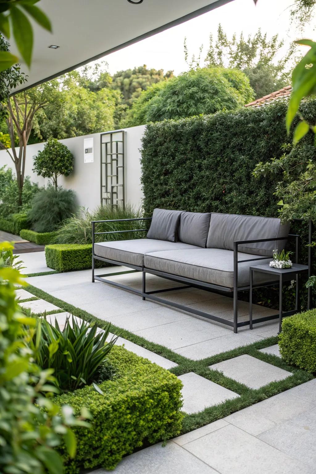 Industrial couches present a modern verve to your backyard.