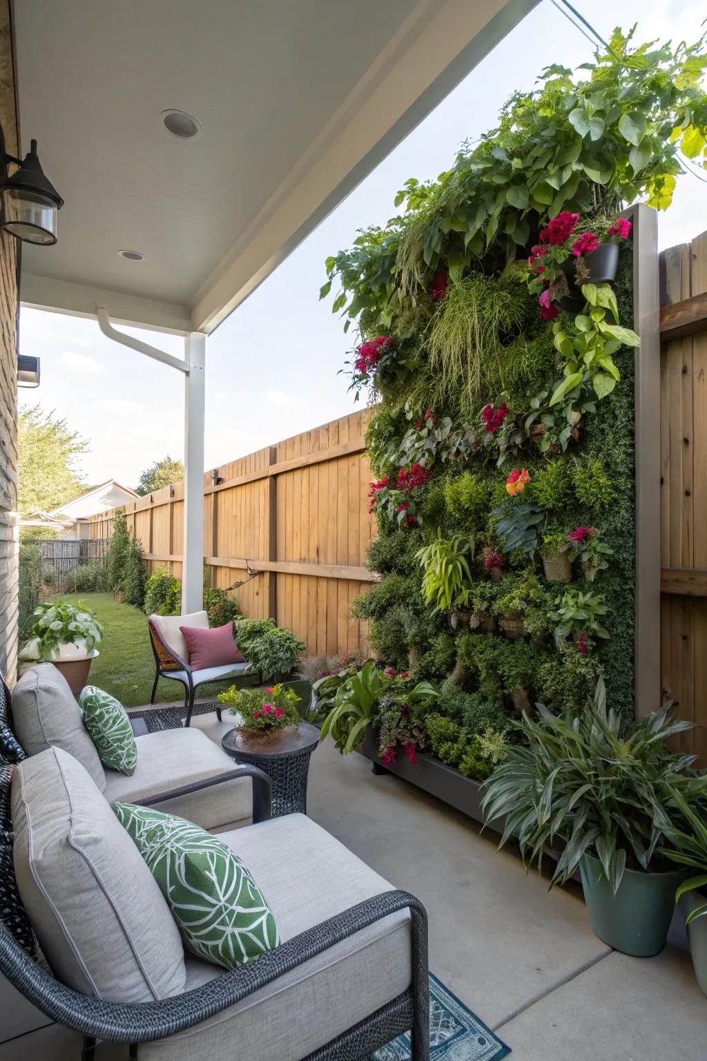 A perpendicular garden rendering a lavish assertion within a patio.