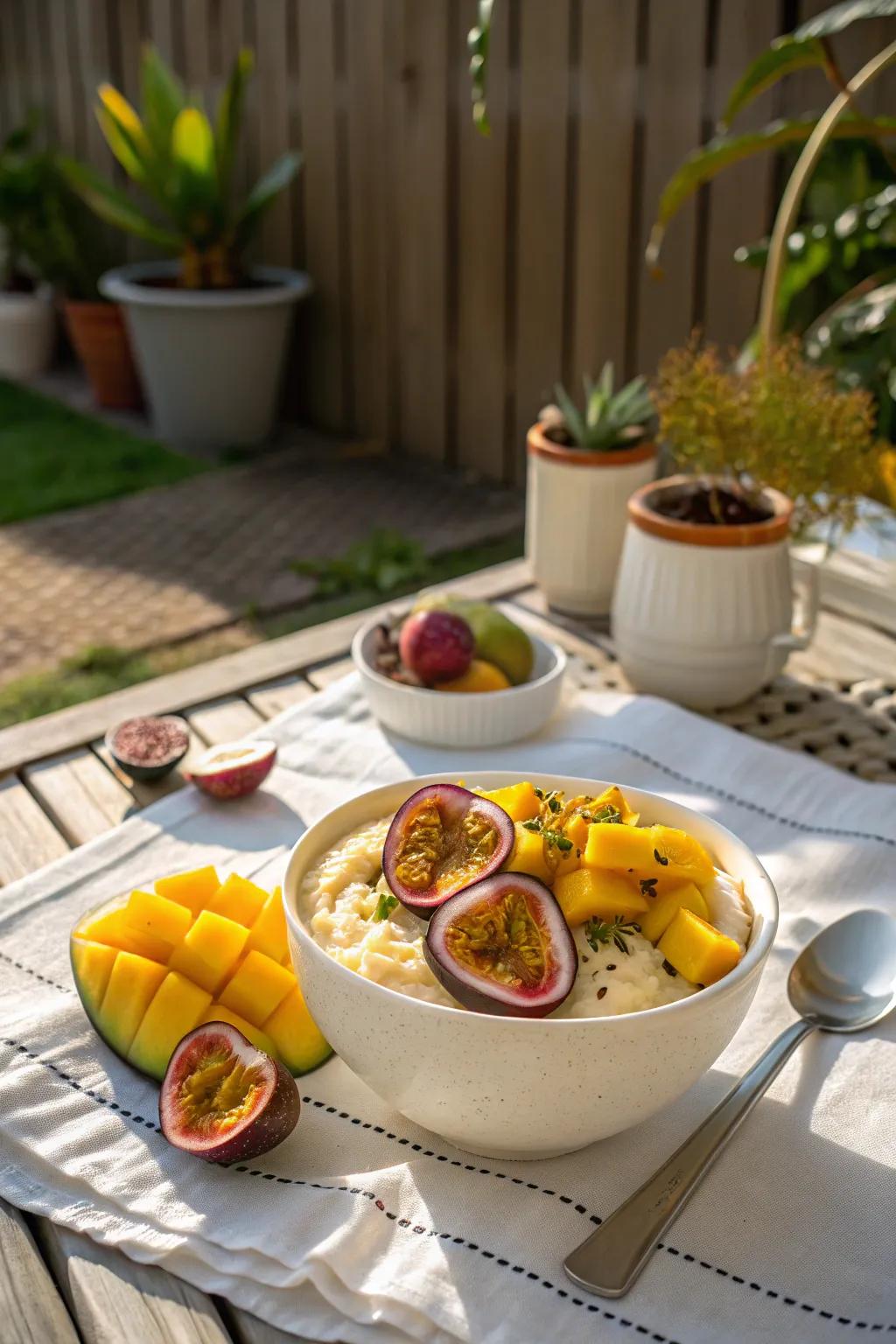 Exotic sensations with mango and passion fruit produces refreshing zest.