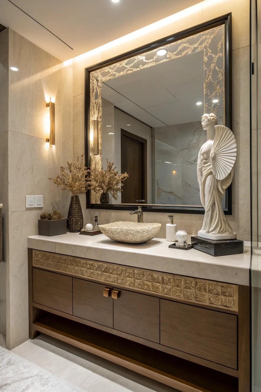 A sculpted accent adds artistic flair.