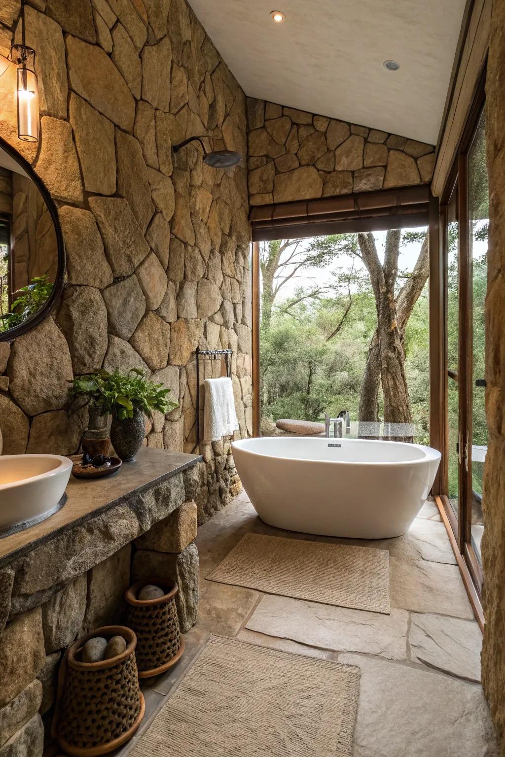 Infuse a hint of extravagance with a genuine stone accent enveloping your bathtub.