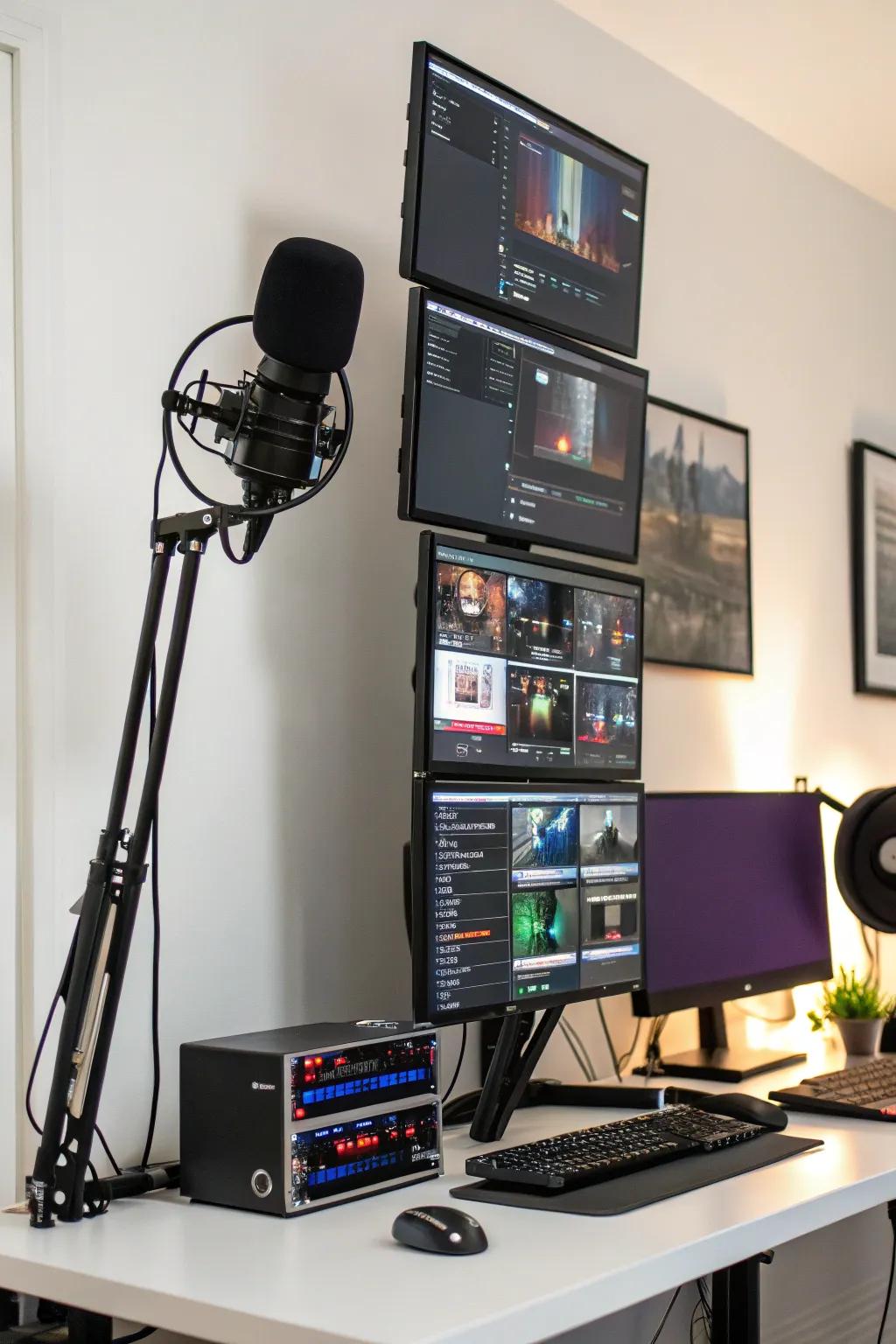 Optimize space with a striking vertical monitor arrangement.