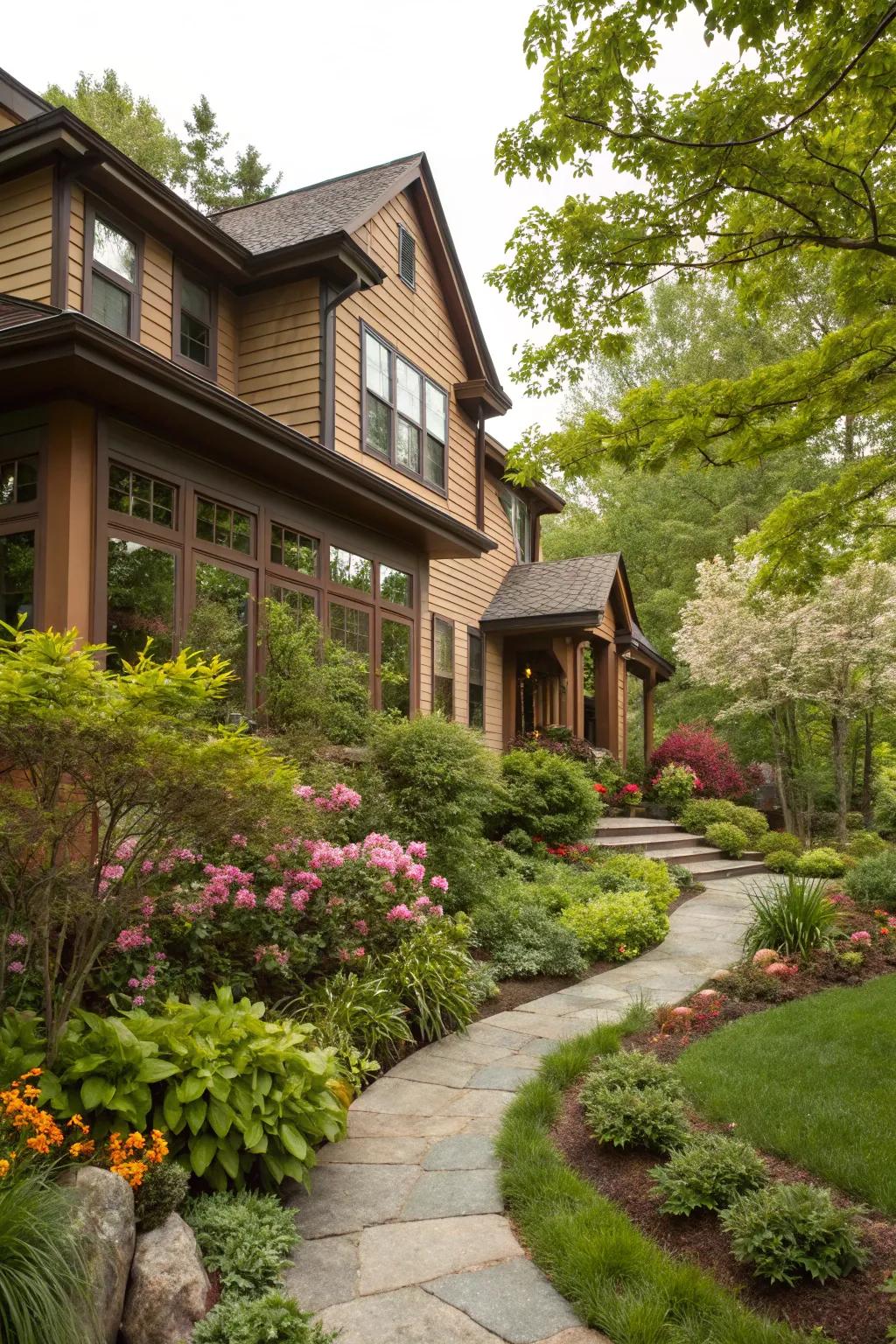 An enchanting exterior achieved through comforting brown edges.