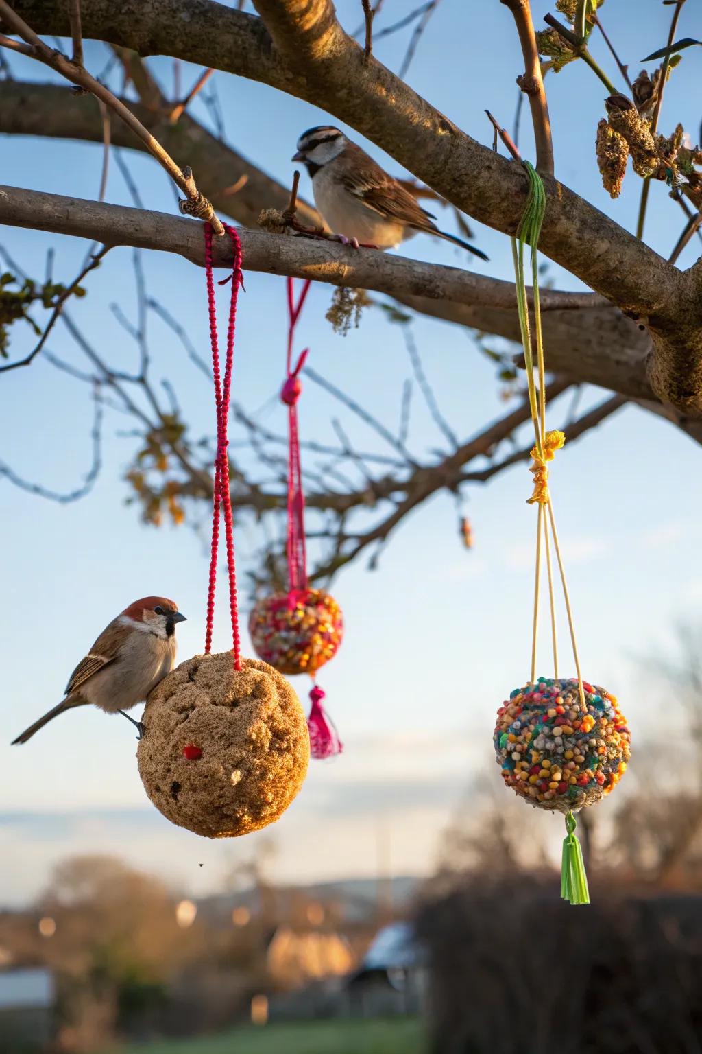 DIY bird seed ornaments providing a personal touch.