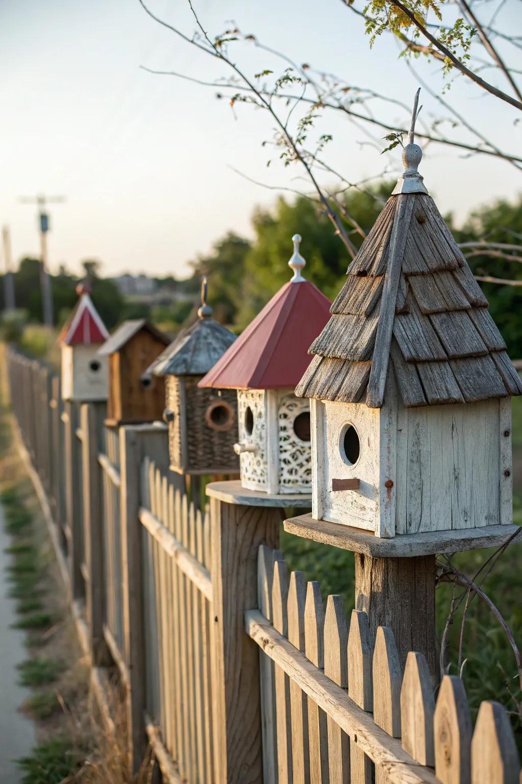 Unconventional roofs grant avian dwellings a distinctive and attention-grabbing visual.