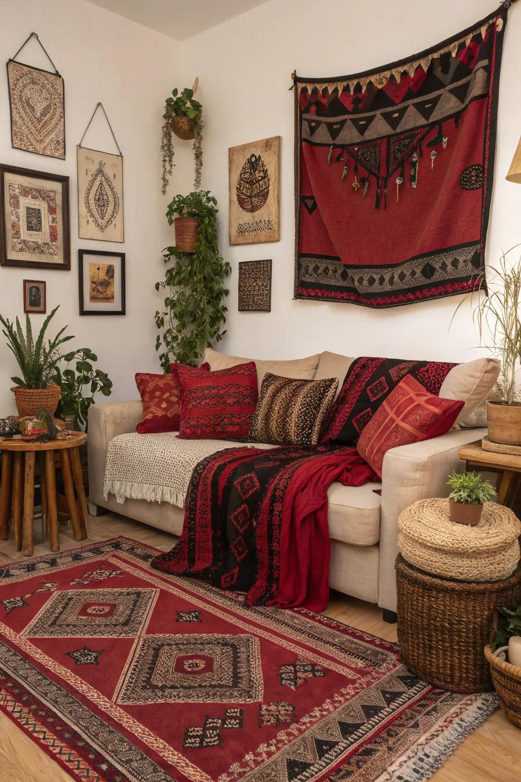 Eclectic touches create a cozy retreat.