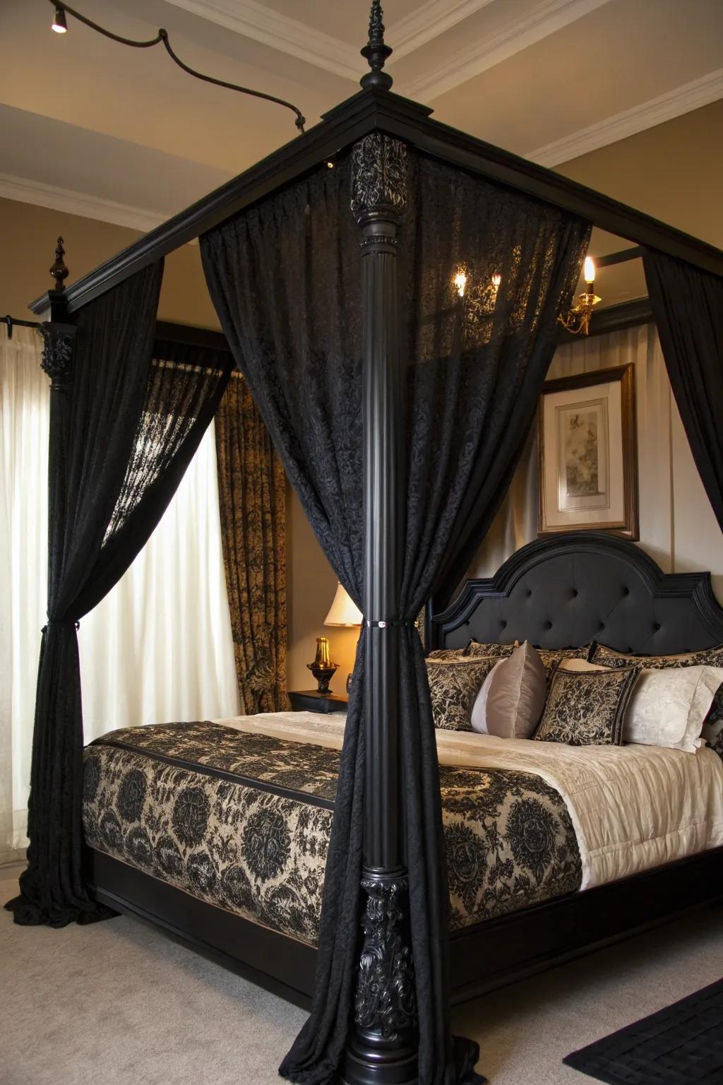 Making a statement by using a chic black covering.
