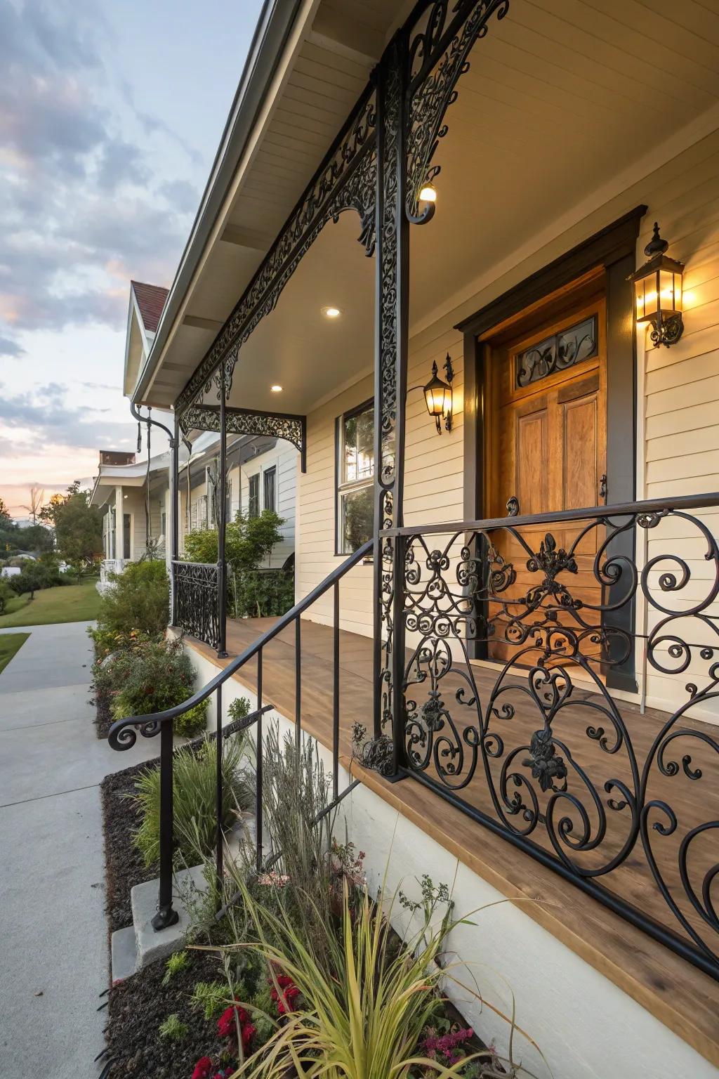 Detailed scrollwork on railings adds artistic appeal to your veranda.