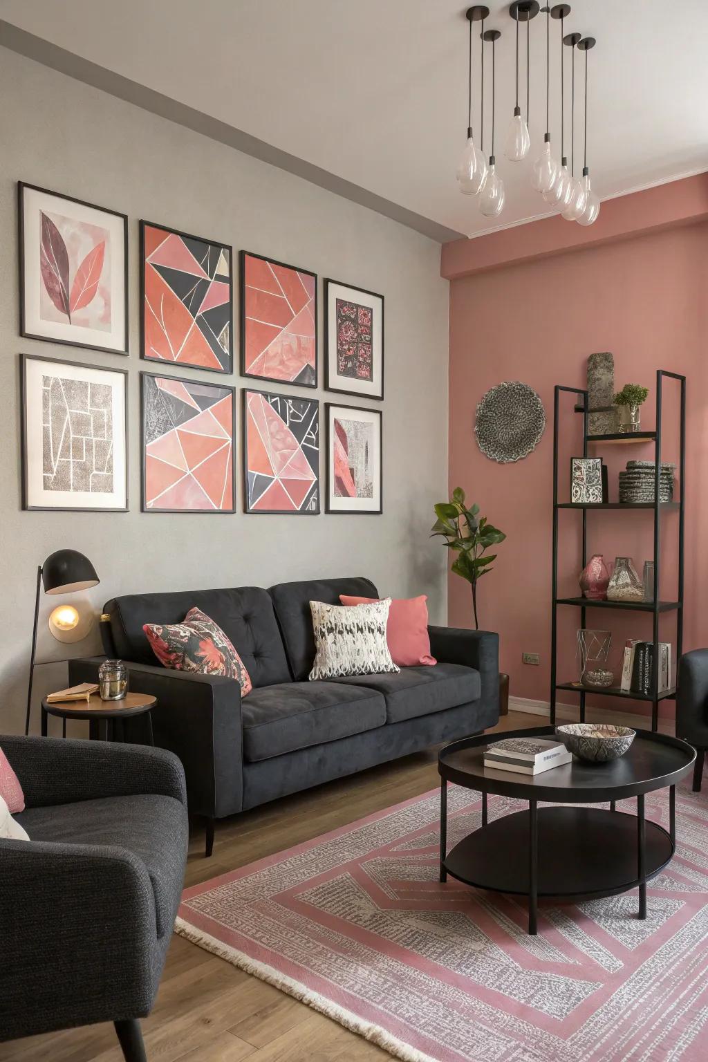 Abstract artistry adds a contemporary feel and focal point.