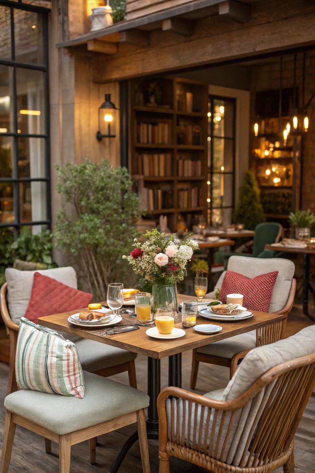 Comfortable seating arrangements encourage relaxed conversation.