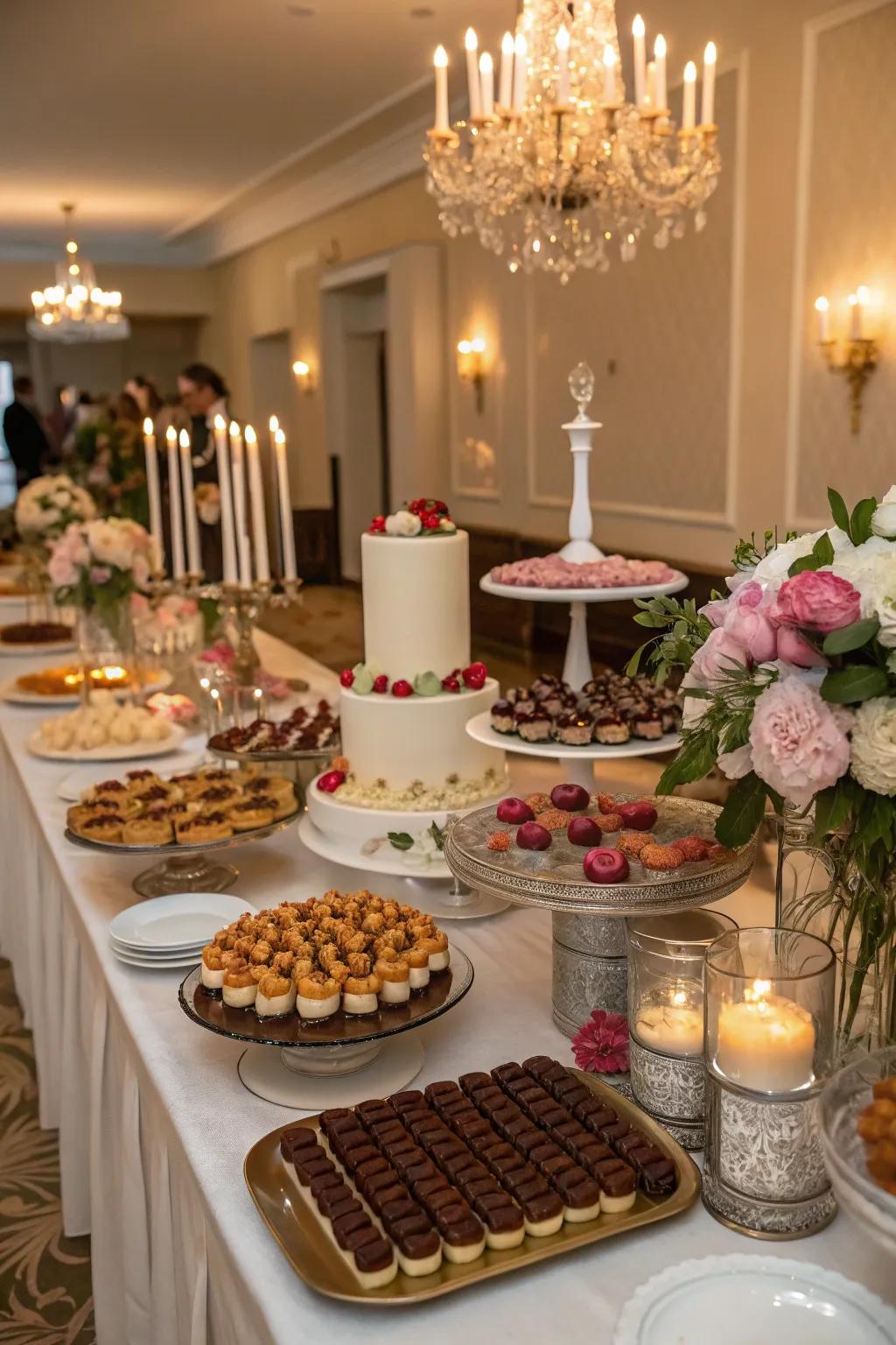 A dessert focus lends pleasantness to your buffet.