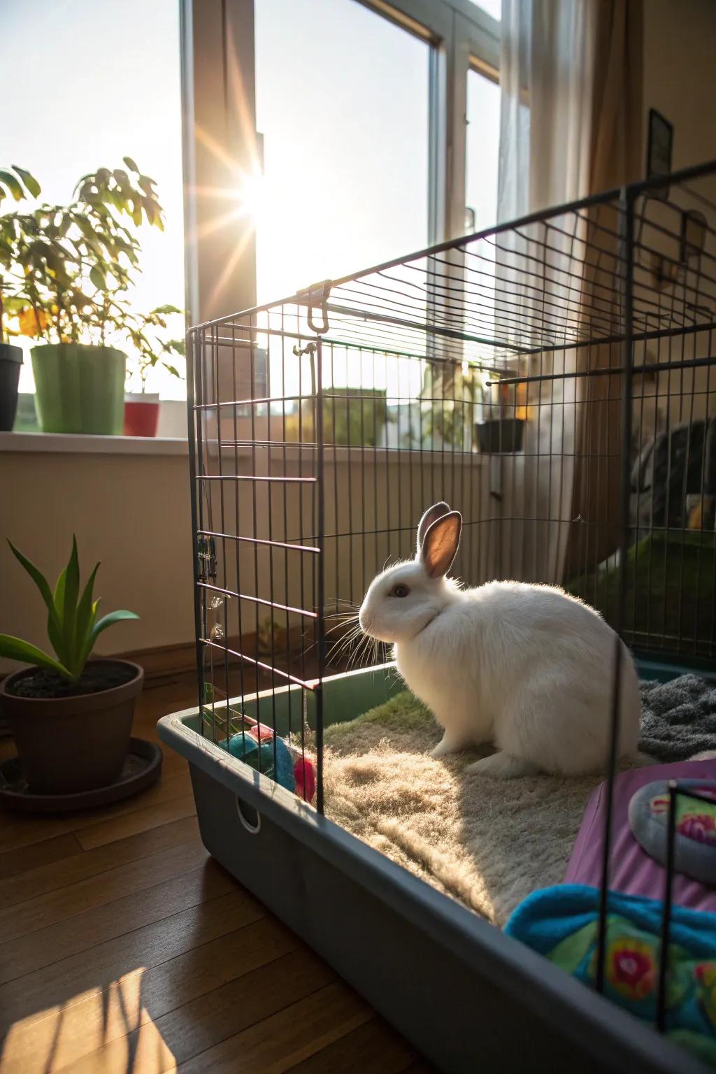Ambient illumination imparts warmth and cheer to the bunny's area.