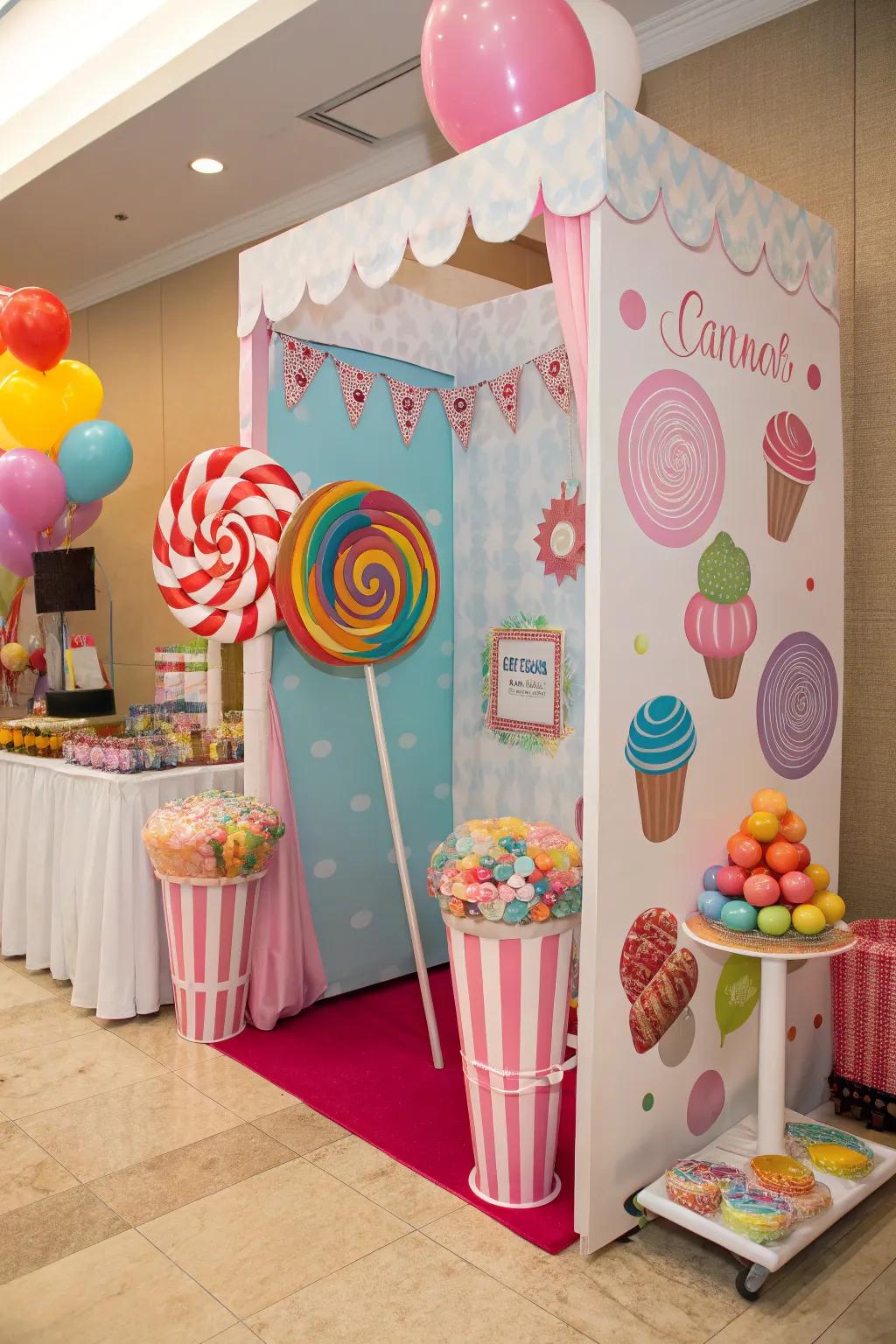 A confectionery-themed photo kiosk fosters amusement and ingenuity