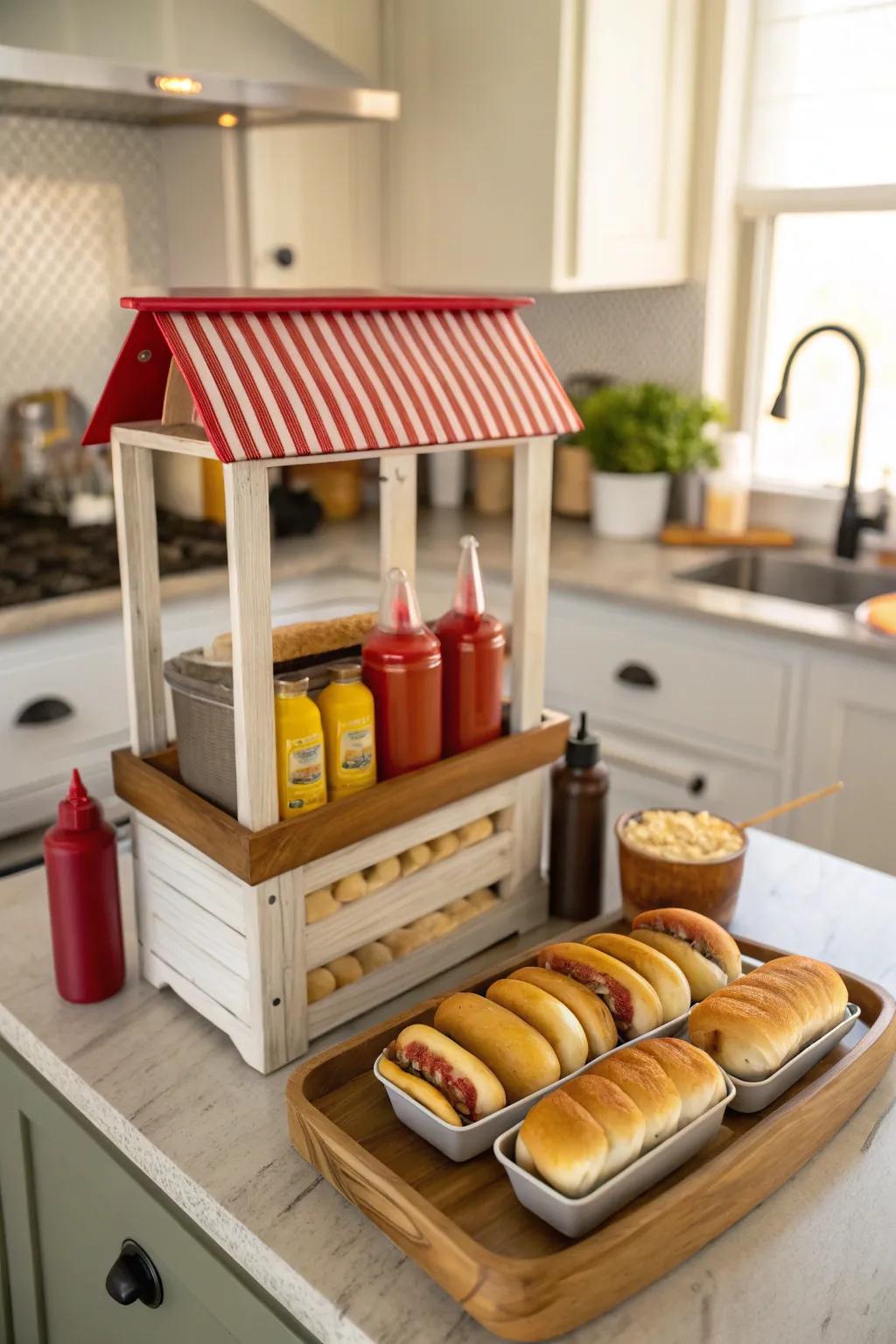 Present traditional fair fare with a charming sausage stand.