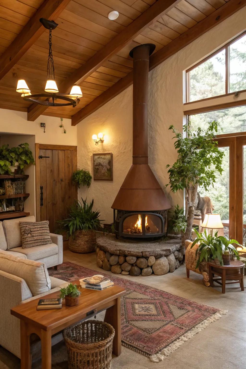 Earthy umber evokes innate pulchritude and comfort across this inviting area.