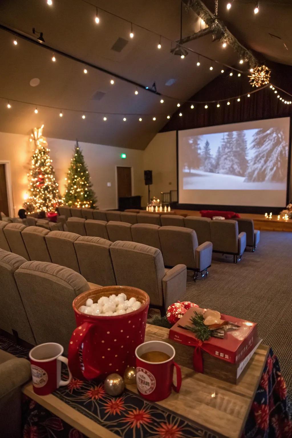 A Yuletide cinema evening brings a comfortable and happy family experience.