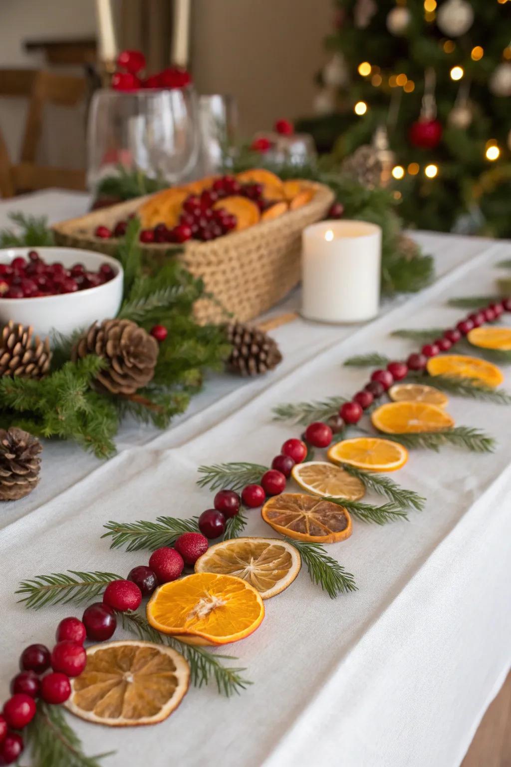 Desiccated fruit runners infuse natural aesthetic appeal and aroma.