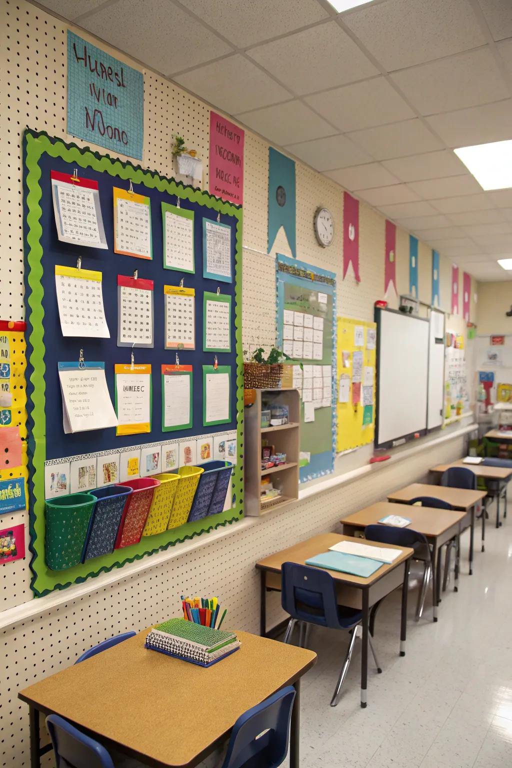 Pin boards offer practical organization methods.