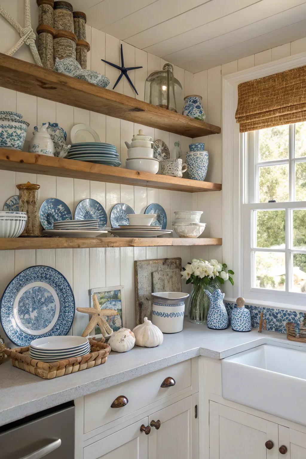 Open shelving showcases personal style while maintaining spaciousness.