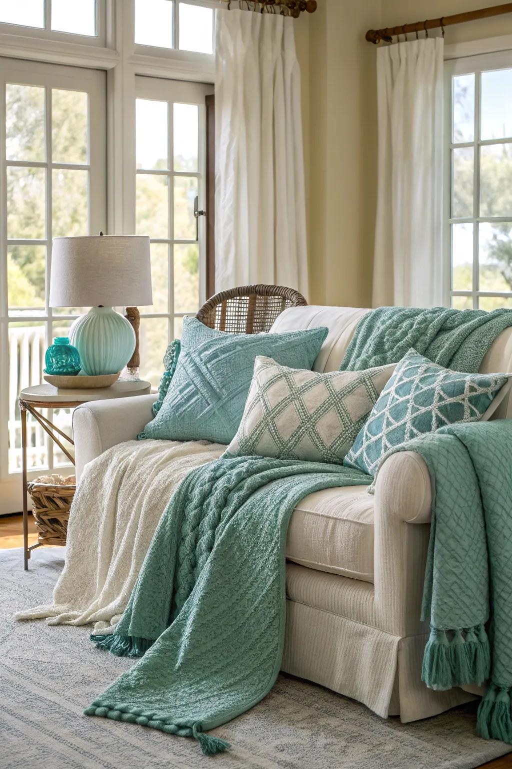 Snug throws and cushions introduce warmth.